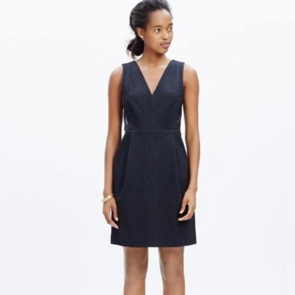 Madewell Leather Inset Ponte Knit Dress